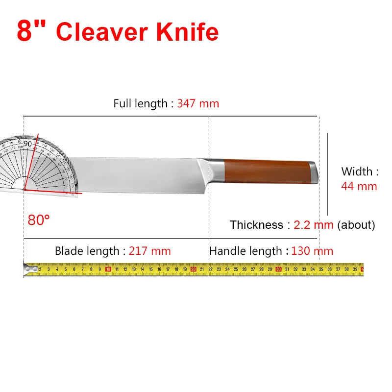 InLeung Stainless Steel Chef Cleaver – Sharp Kitchen Knife Chef Cleaver Knife Axl