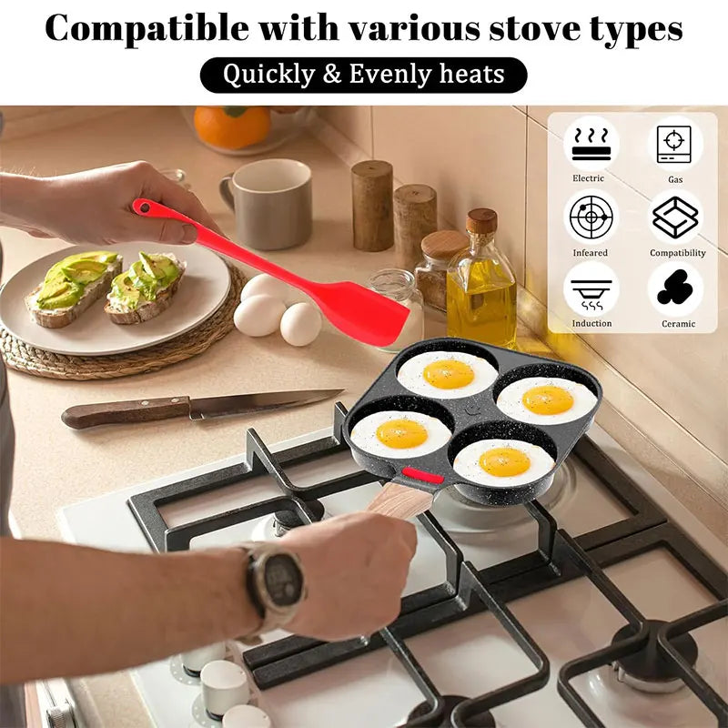 4-Cup Nonstick Granite Egg Pan with Lid & Removable Handle Nonstick Egg Pan Axl