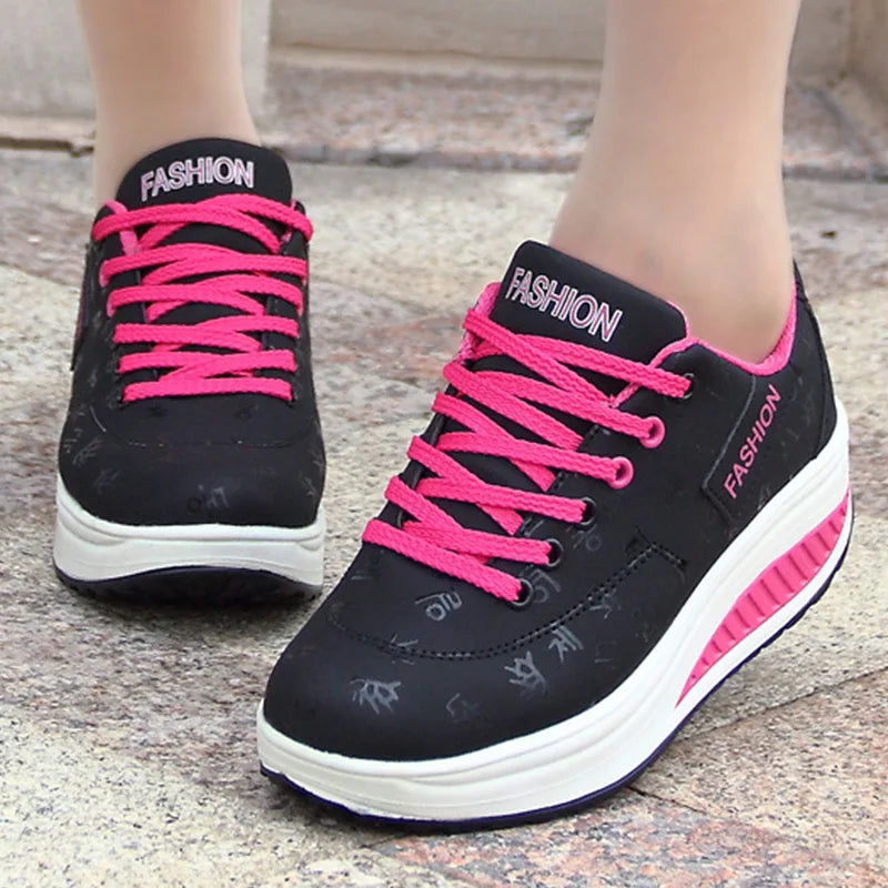HAJINK Women's Fashion Heel Sneakers – Casual Lace-Up Fashion Heel Sneakers Axl