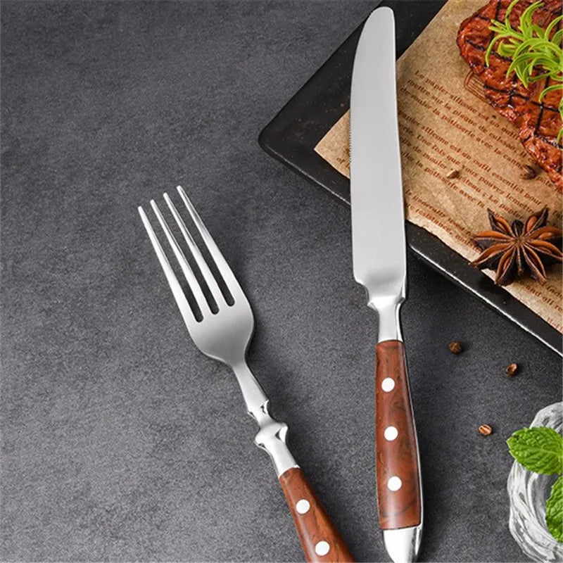 YRIDEFE 6-Piece Stainless Steel Cutlery Set – Knife Fork Spoon Cutlery Set Axl