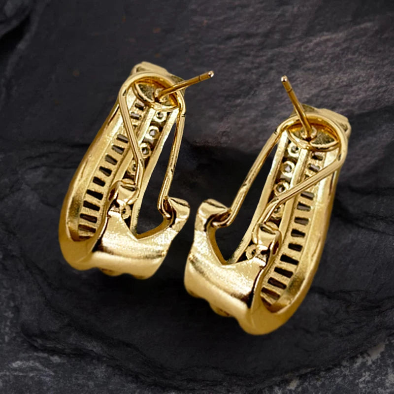 Huitan Geometric Hoop Earrings – Sparkling Cubic Zirconia Hoop Earrings Axl
