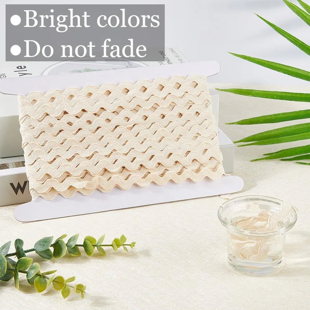 Cotton Ric Rac Wavy Fringe Trim Ribbon 15mm – 16.5 Yards White Sewing Trim Ribbon Axl
