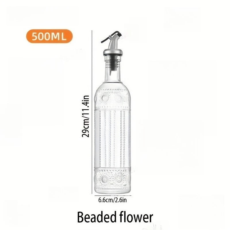 KEMORELA Glass Olive Oil Decanter – Leak-Proof Pouring Spout Oil Decanter Bottle Axl B