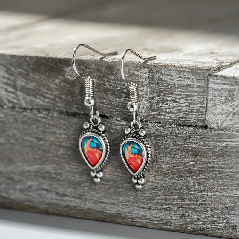 Huitan Boho Drop Earrings – Imitation Turquoise Women's Jewelry Drop Earrings Axl