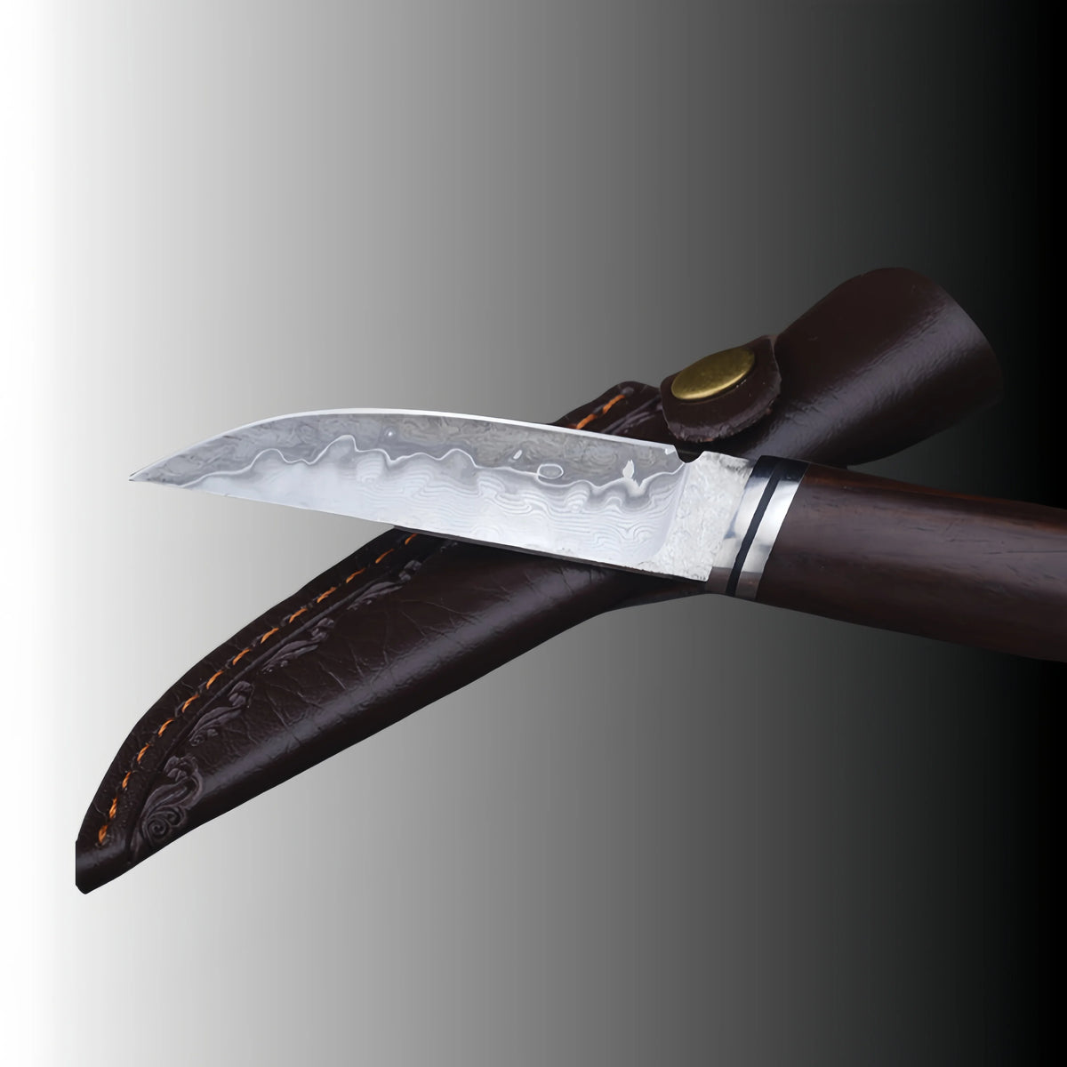 Damascus Fixed Blade Hunting Knife | 10Cr15MoV Steel 3-Inch Fixed Blade Knife Axl
