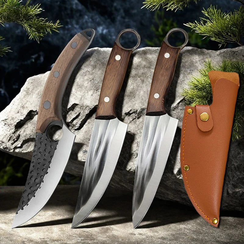 Stainless Steel Chef & Boning Knife with Wooden Handle Kitchen Knife Axl