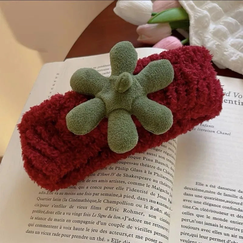 Strawberry Headband & Wristband Set – Soft Terry Cloth 3 Pcs Hair Accessories Set Axl