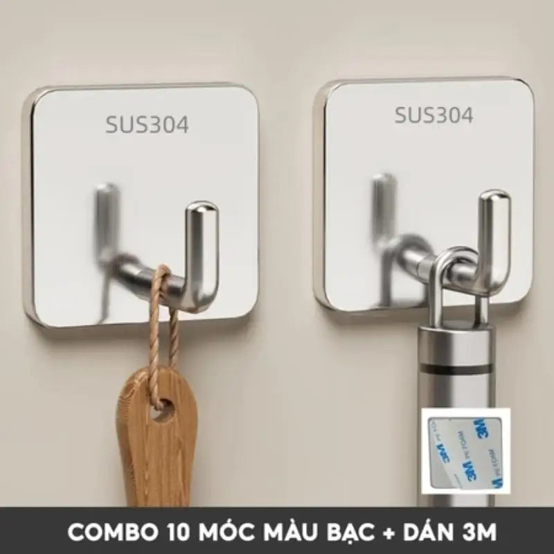 Stainless Steel Self-Adhesive Wall Hooks – Heavy Duty 5/10 Pack Adhesive Wall Hooks Axl 10pcs