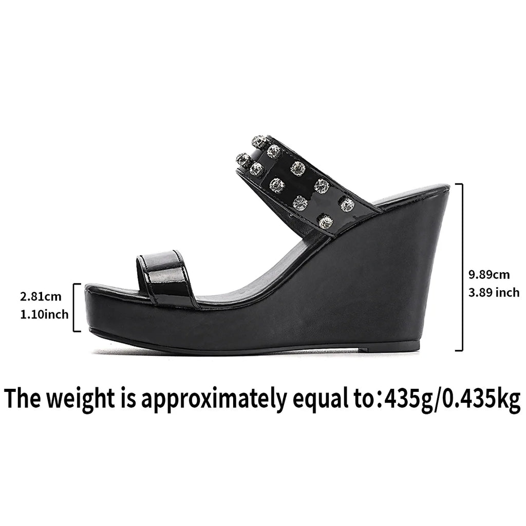 Women's Rhinestone Wedge Platform Sandals – High Heel Slingback Platform Wedge Sandals Axl