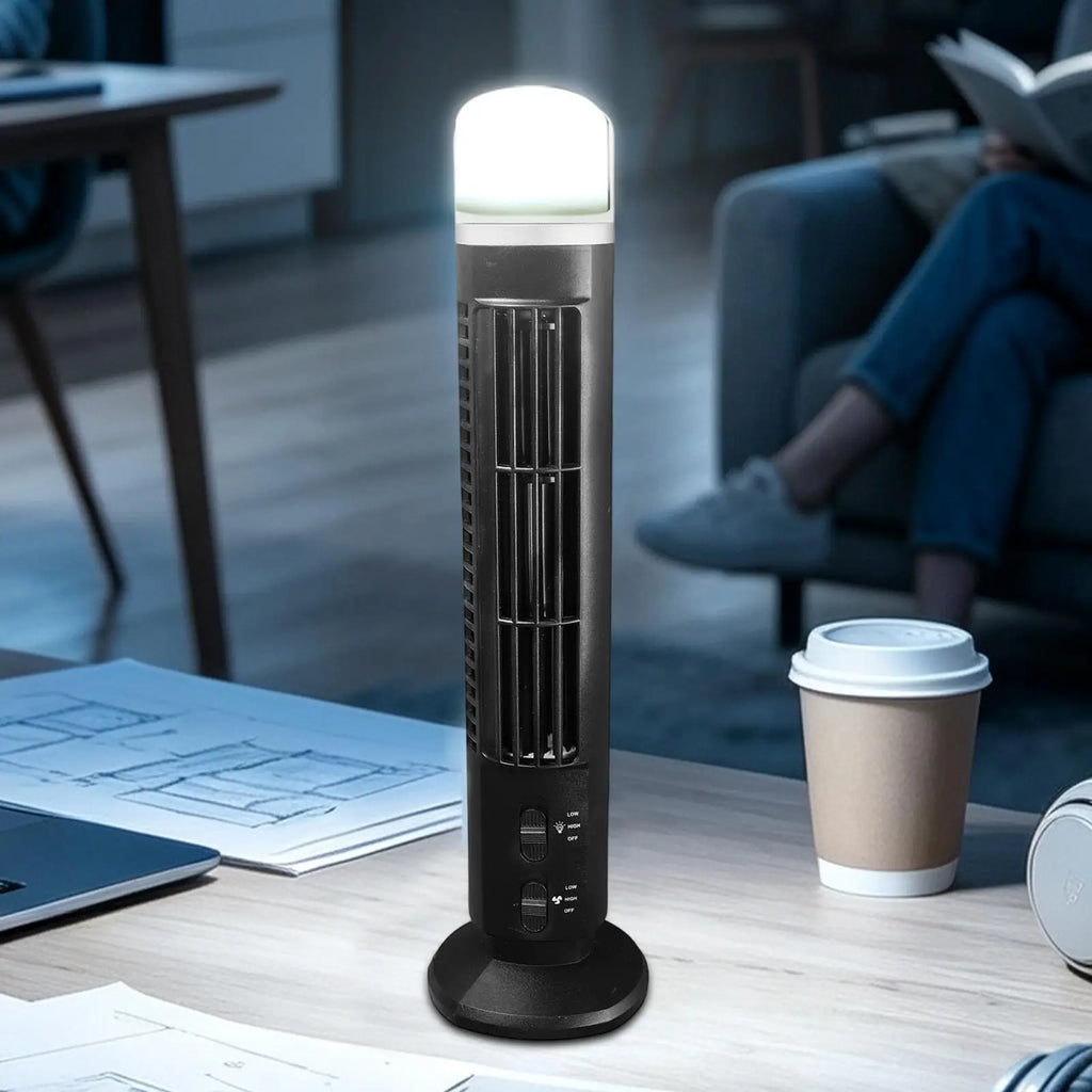 Portable Bladeless Tower Fan with Nightlight – USB & Battery Portable Tower Fan Axl
