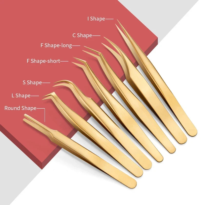 Precision 3D Lash Extension Tweezers – Stainless Steel Pro Clip Lash Extension Tweezers Axl