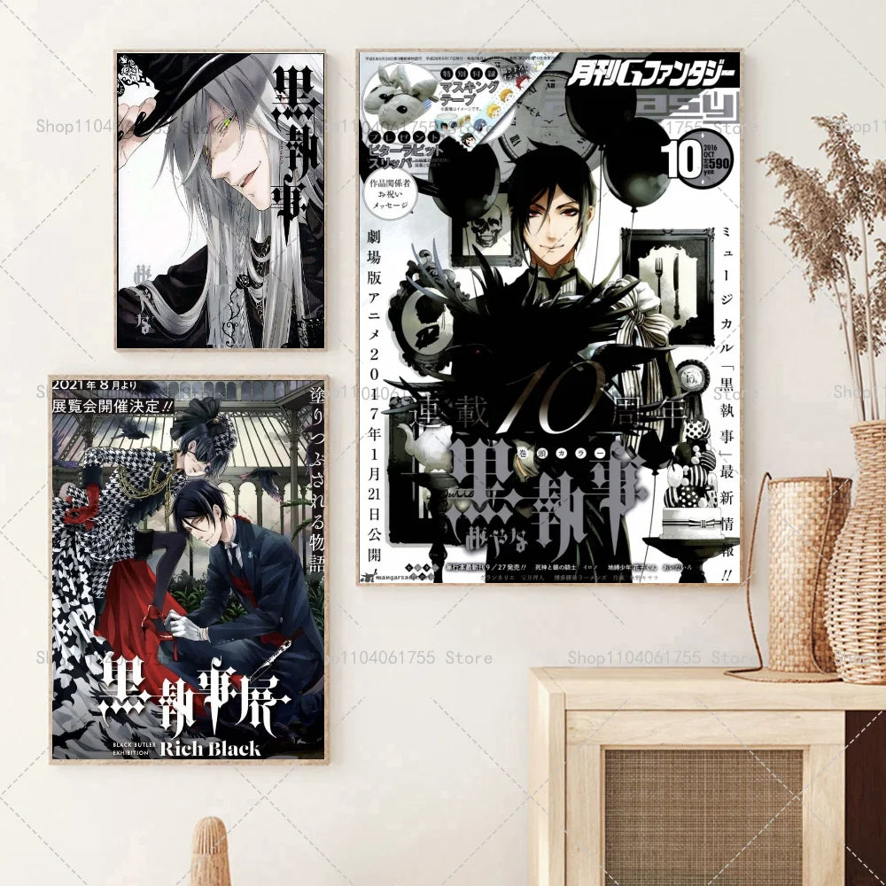 Black Butler Anime Poster – Waterproof Self-Adhesive Wall Sticker Anime Wall Poster Axl