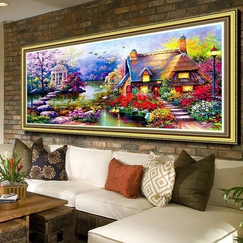 5D DIY Diamond Painting Kit – Garden Lodge Landscape Cross Stitch Diamond Painting Kit Axl