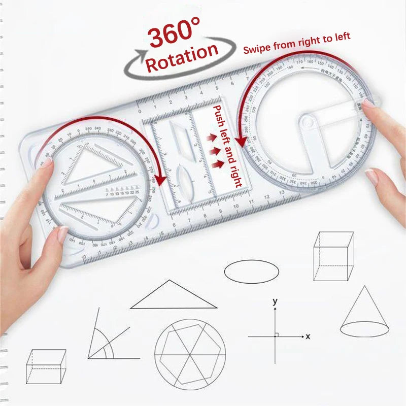 360° Multifunctional Geometric Drawing Ruler – Student Math Tool Geometric Drawing Ruler Axl