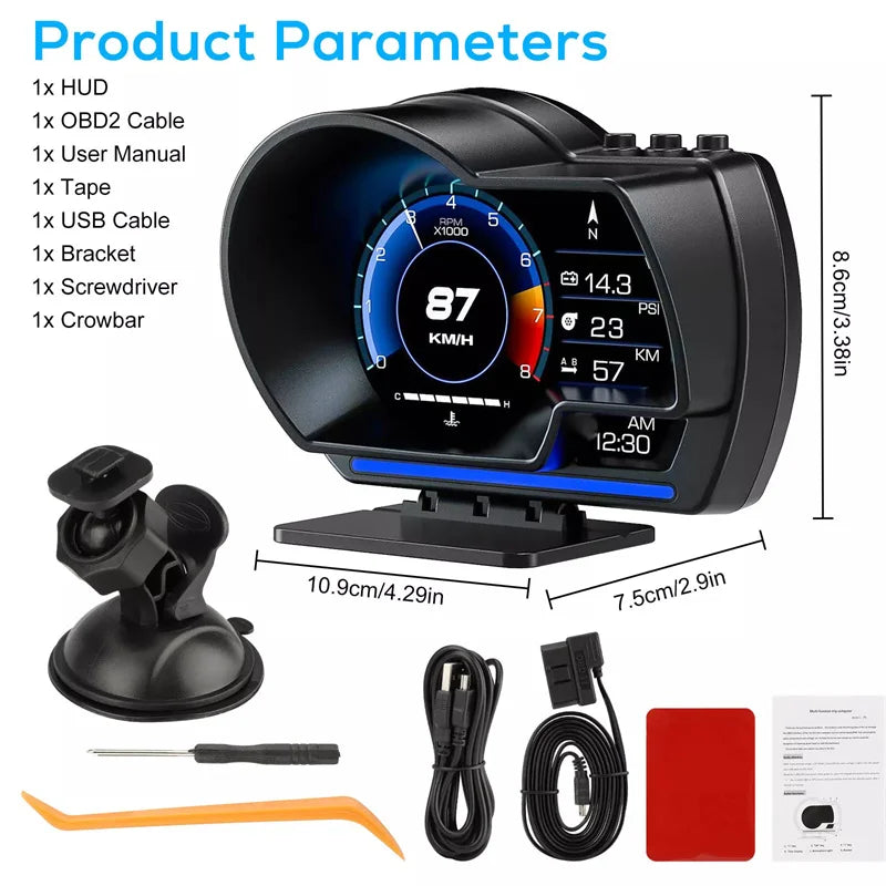 OBD2 & GPS Dual HUD Speedometer – Multi-Function Car Display Car HUD Display Axl