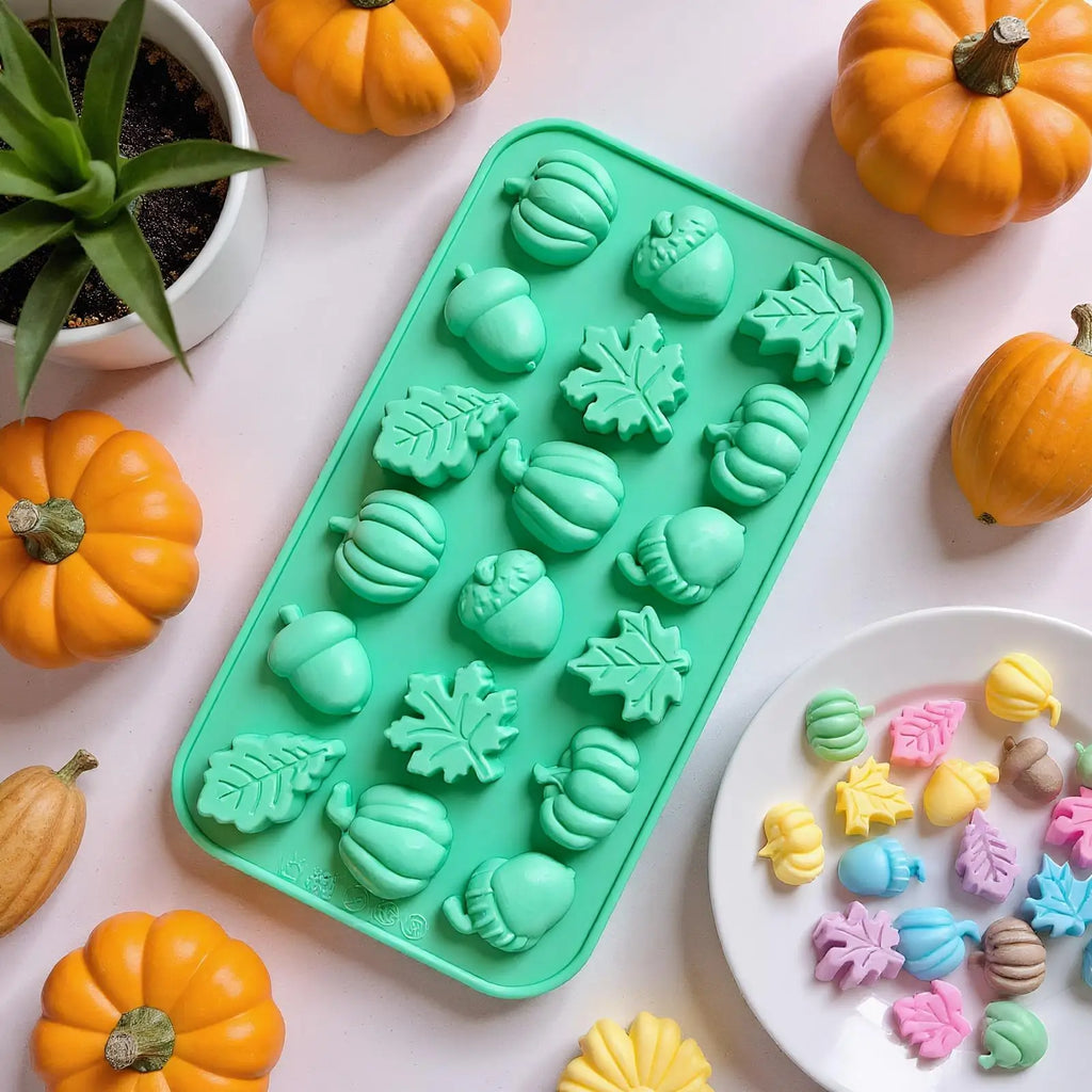 Silicone Fall Mold – 18 Cavity Maple Leaf Pumpkin Candy Mold Silicone Baking Mold Axl