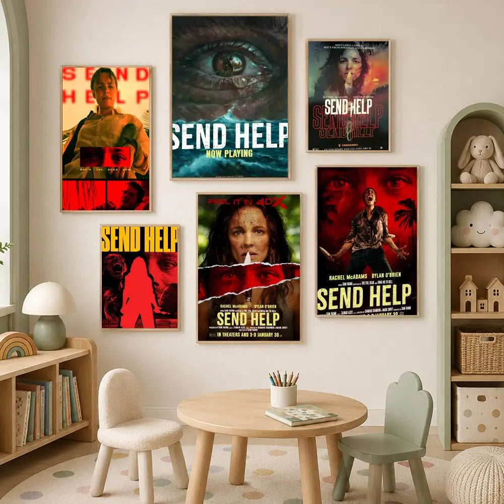 Send Help Funny Wall Poster – Self-Stick HD PVC Art Decor Wall Art Poster Axl
