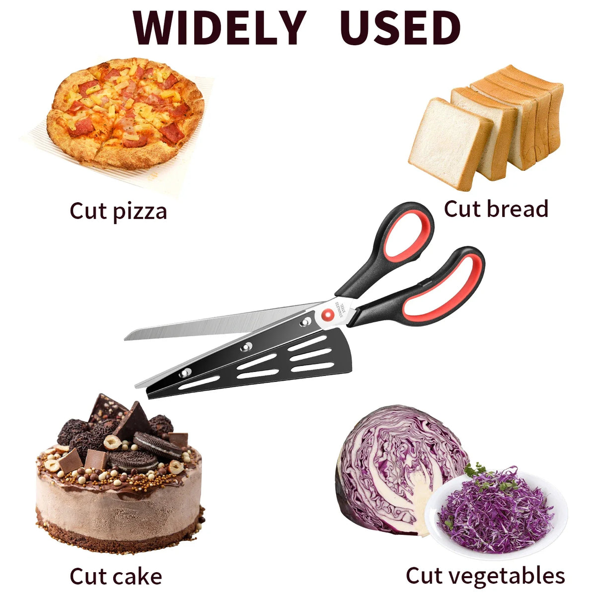 2-in-1 Pizza Scissors & Spatula – Stainless Steel Cutter Pizza Scissors Tool Axl