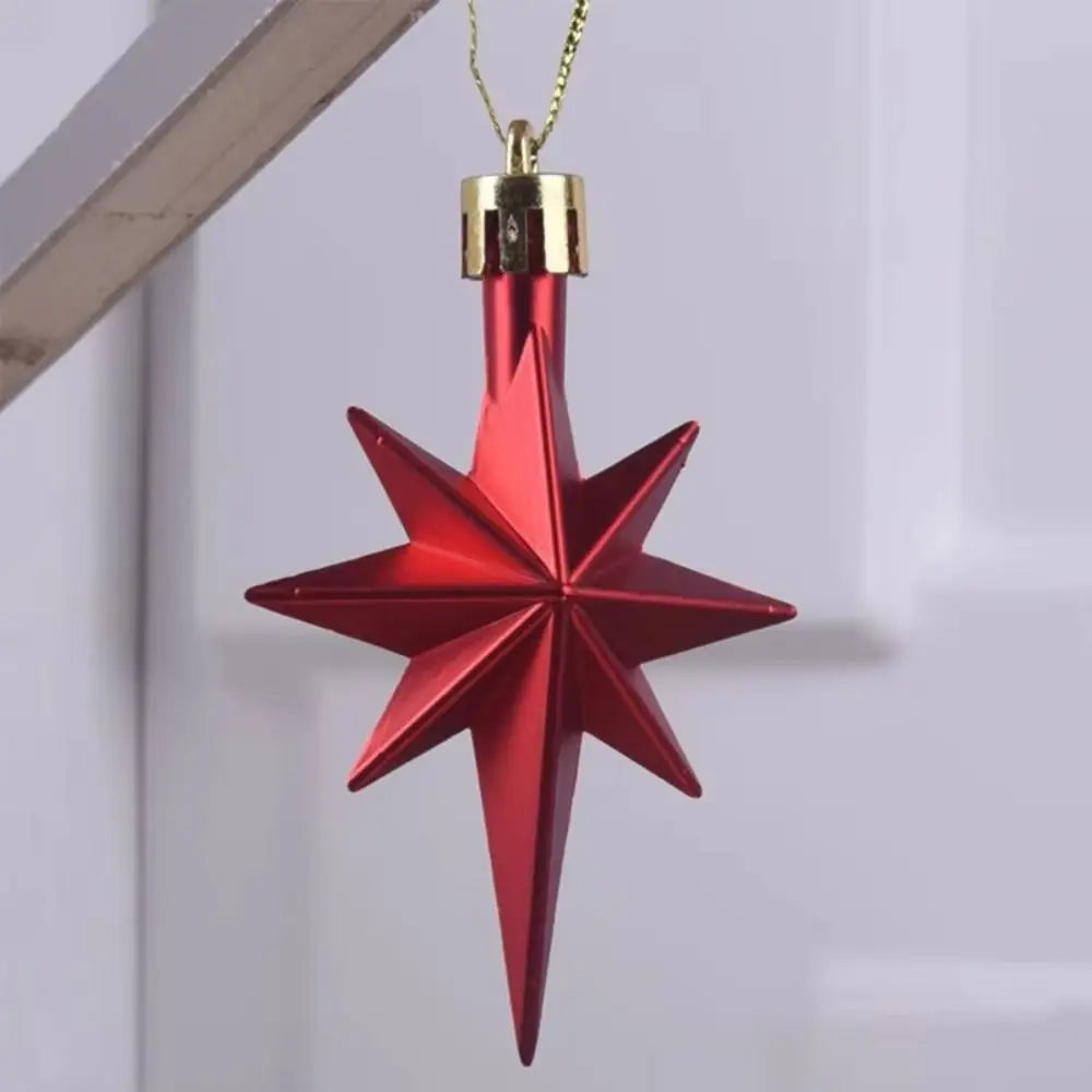 12-Pack Glitter Star Christmas Ornaments – Gold Silver Red Christmas Tree Ornaments Axl