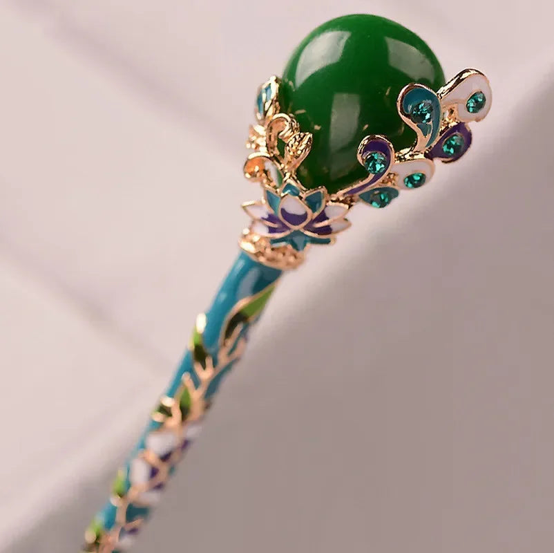 Retro Imitation Jade Hair Stick – Vintage Alloy Hairpin for Women Vintage Hair Stick Axl