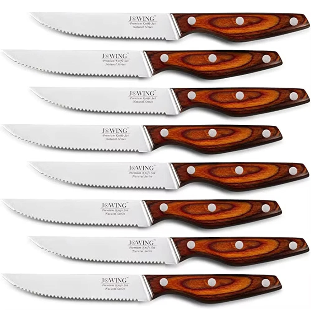 Steak Knife Set 2–8 Pc | Wood Handle & Stainless Steel Blade Steak Knife Set Axl 8pcs