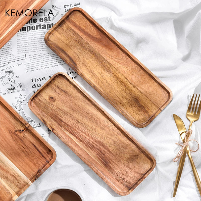 Acacia Wood Coffee & Tea Serving Tray | Gongfu Kitchen Tray Wood Serving Tray Axl
