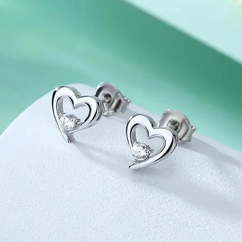 Huitan Cubic Zirconia Love Stud Earrings for Women Stud Earrings Axl
