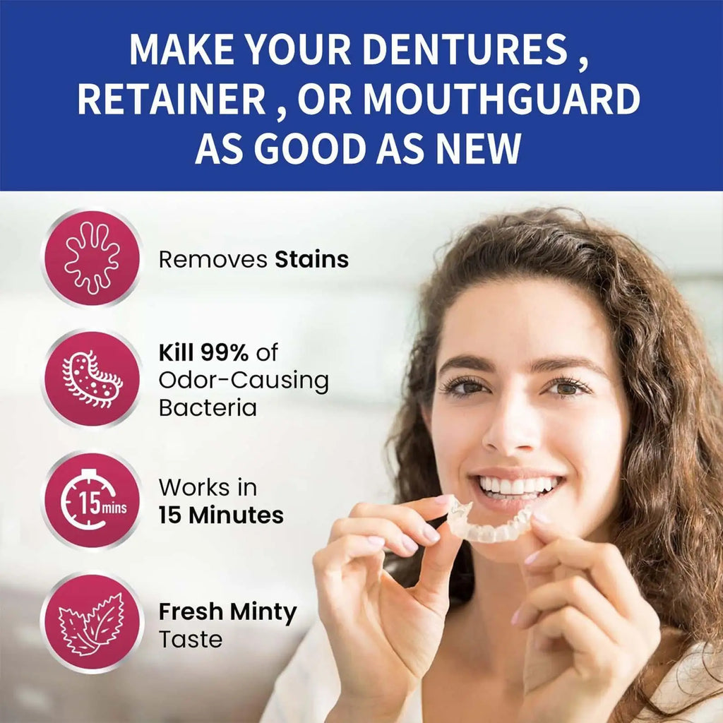 Denture Cleaning Tablets 100 Pack – Retainer & False Tooth Cleanser Denture Cleanser Tablets Axl