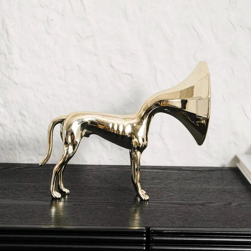 Nordic Trumpet Dog Figurine – Modern Metal Sculpture Décor Decorative Figurine Axl