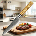 XITUO 5" Damascus Paring Knife – VG10 Steel Gold Leaf Handle Damascus Paring Knife Axl Utility Knife