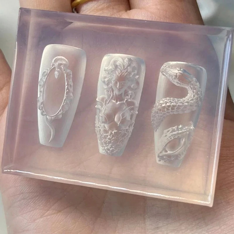 3D Snake Silicone Nail Art Carving Mold – DIY Nail Decor Nail Art Mold Axl
