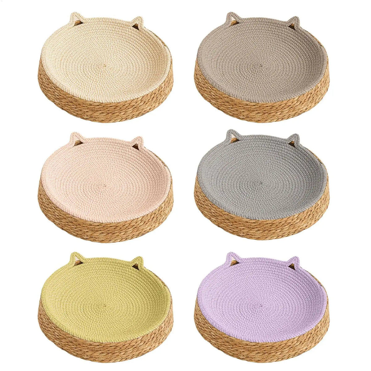 Circle Cat Scratcher Woven Nest Bed | Cotton Rope Kitten Ear Cat Scratcher Bed Axl