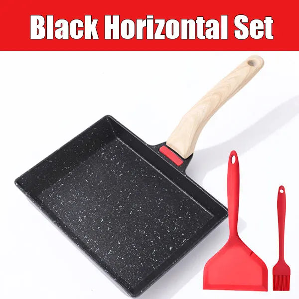 Nonstick Tamagoyaki Pan – Japanese Omelette Egg Frying Pan Egg Frying Pan Axl Black Horizontal Set