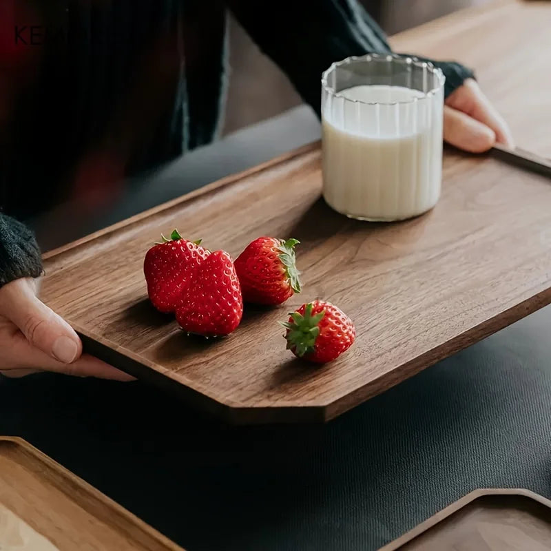 KEMORELA Wood Octagon Serving Tray – Fruit, Bread & Dessert Wooden Serving Tray Axl