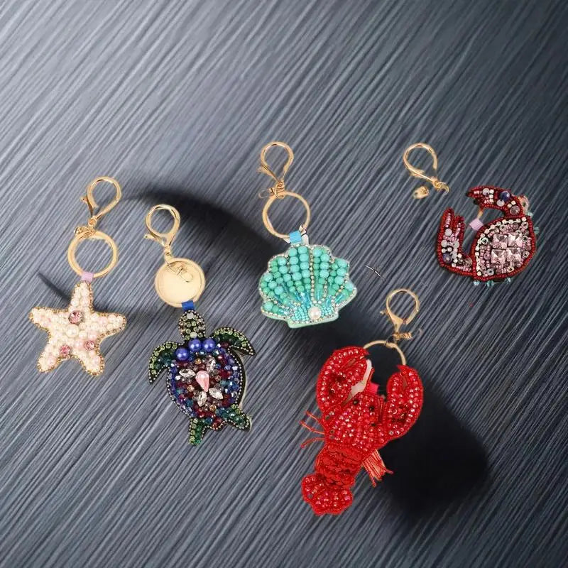 Rhinestone Beaded Bag Charm – Lobster Crab Turtle Pendant Bag Charm Pendant Axl