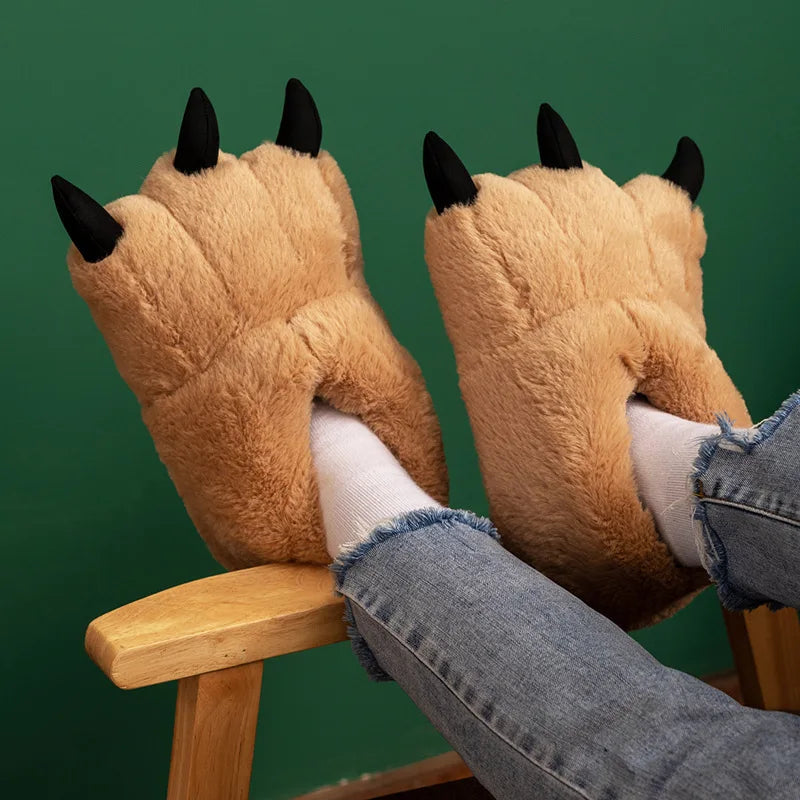 Women's Bear Paw Faux Fur Slippers – Cosy Animal House Shoes Novelty House Slippers Axl