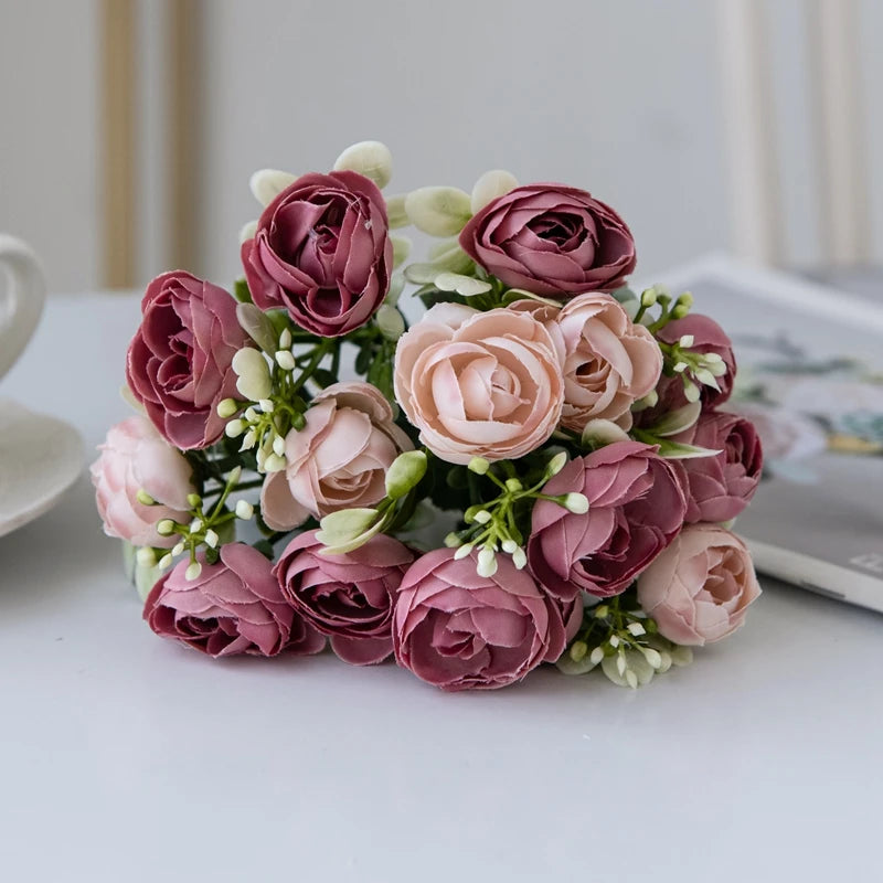 Artificial Silk Rose Tea Bud Flowers – Wedding & Home Decor Artificial Silk Flowers Axl shahong 1 PC