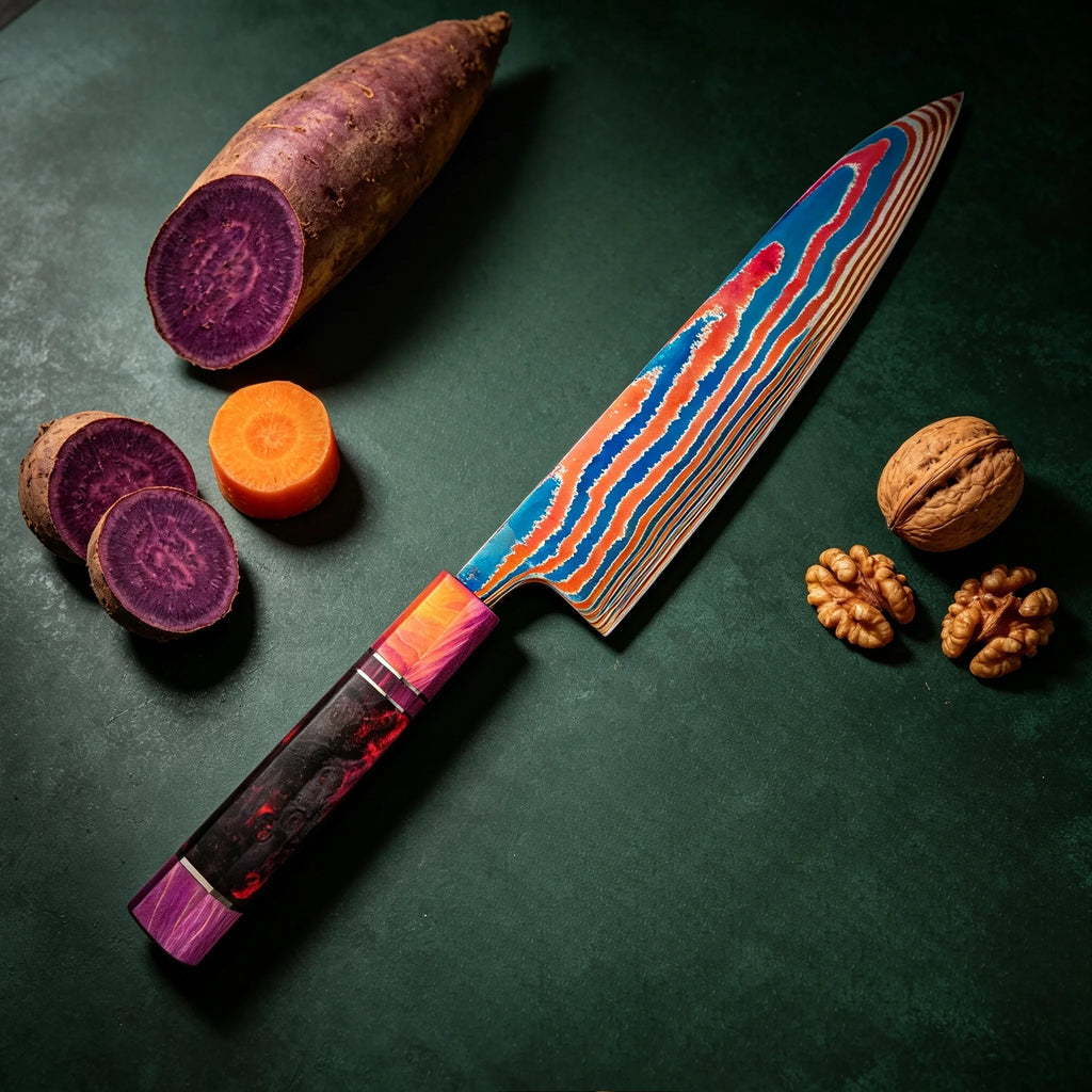 Damascus Titanium Chef Knife – Sashimi & Meat Slicer Damascus Chef Knife Axl