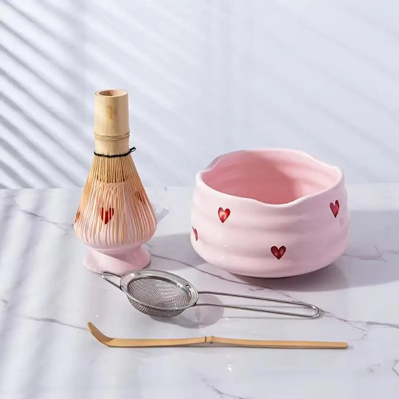 Ceramic Matcha Set – Bowl, Whisk, Holder & Bamboo Scoop Kit Matcha Tea Set Axl