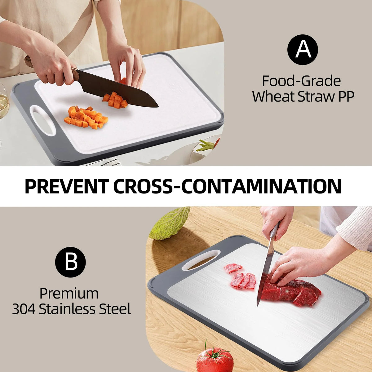 PLYS Double-Sided Stainless Steel Cutting Board – Anti-Slip Stainless Steel Cutting Board Axl
