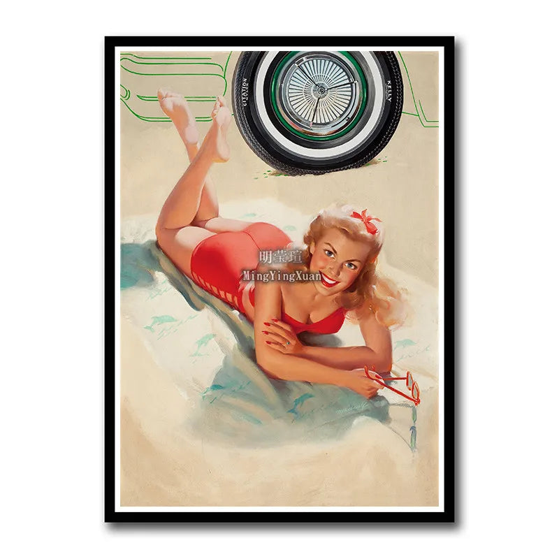 WWII Retro Girl Movie Poster – Vintage Wall Art Home Decor