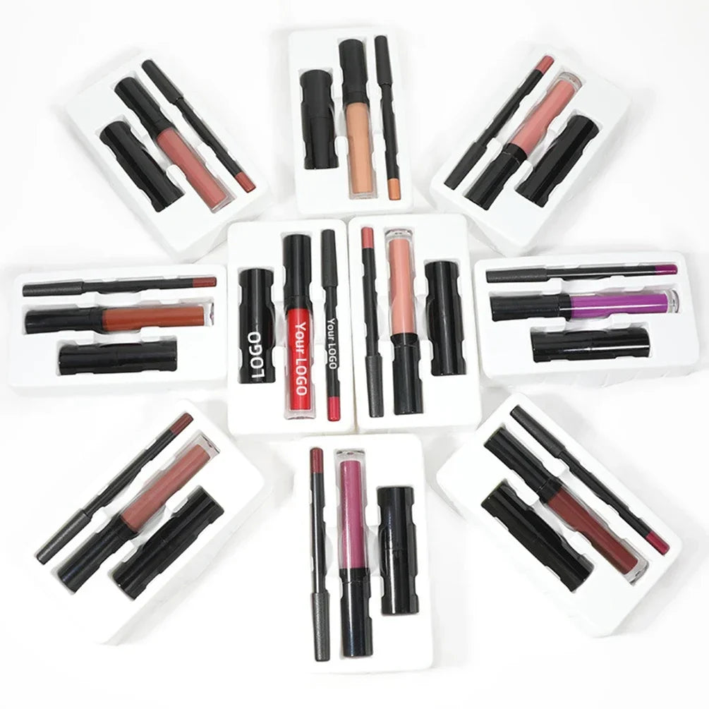 3-Piece Private Label Lip Kit – Liner, Matte Lipstick & Gloss Lip Makeup Set Axl