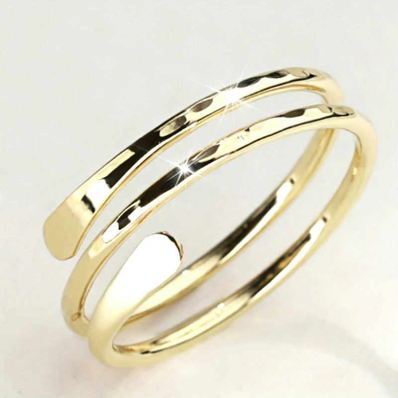 Huitan Glossy Multi-Layer Brass Ring – Women's Party Jewelry Fashion Ring Axl