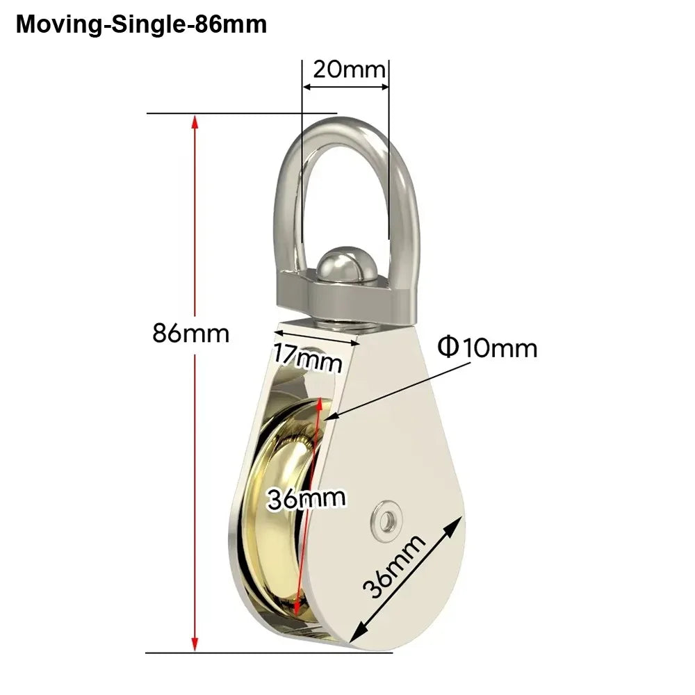 Zinc Alloy Moving Pulley Single & Double Sheave 43/58/86mm Metal Sheave Pulley Axl 86mm Single