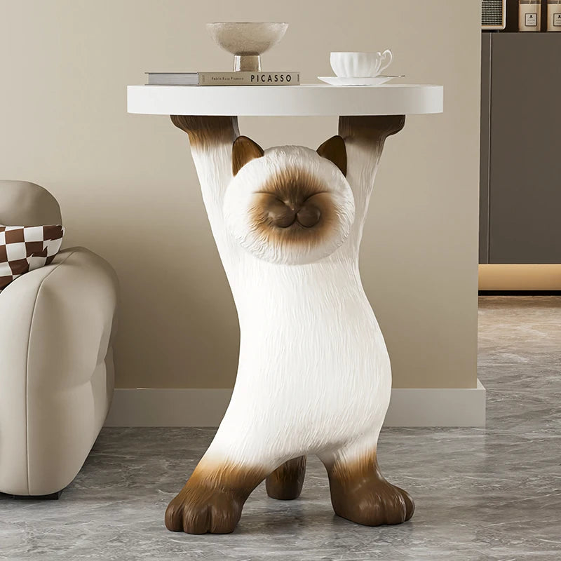 Siamese Cat Figurine with Storage Tray | Modern Resin Sculpture Decorative Figurine Axl