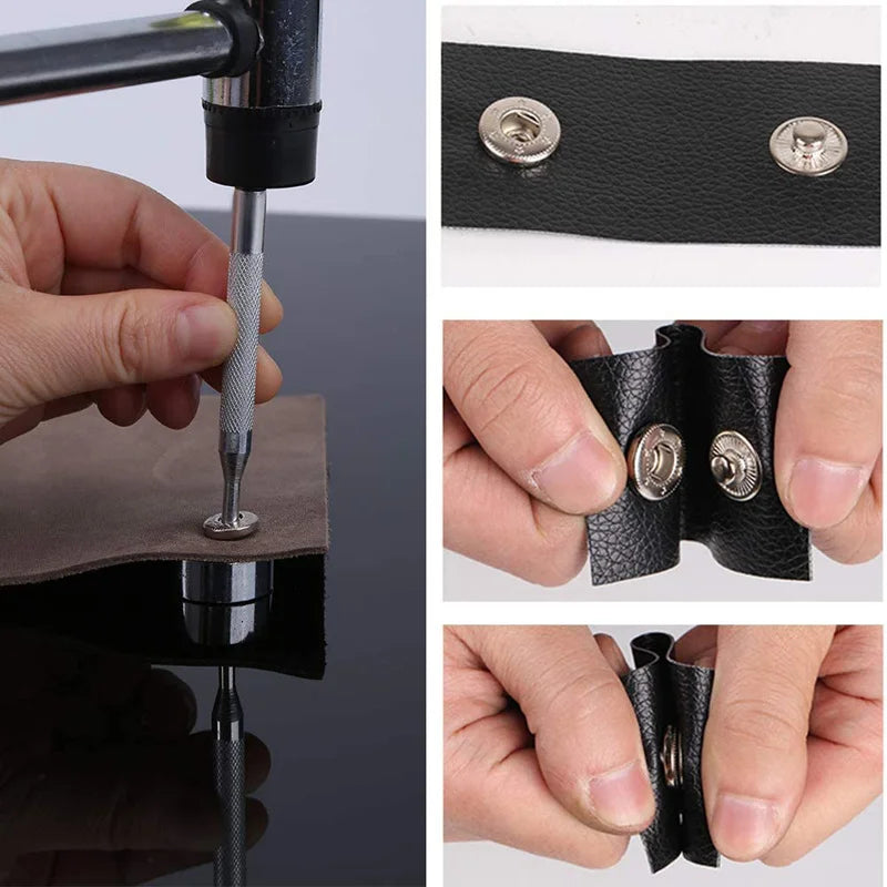 Leather Snap Fasteners Kit – Metal Button Press & Hammer 87pc Snap Fasteners Kit Axl