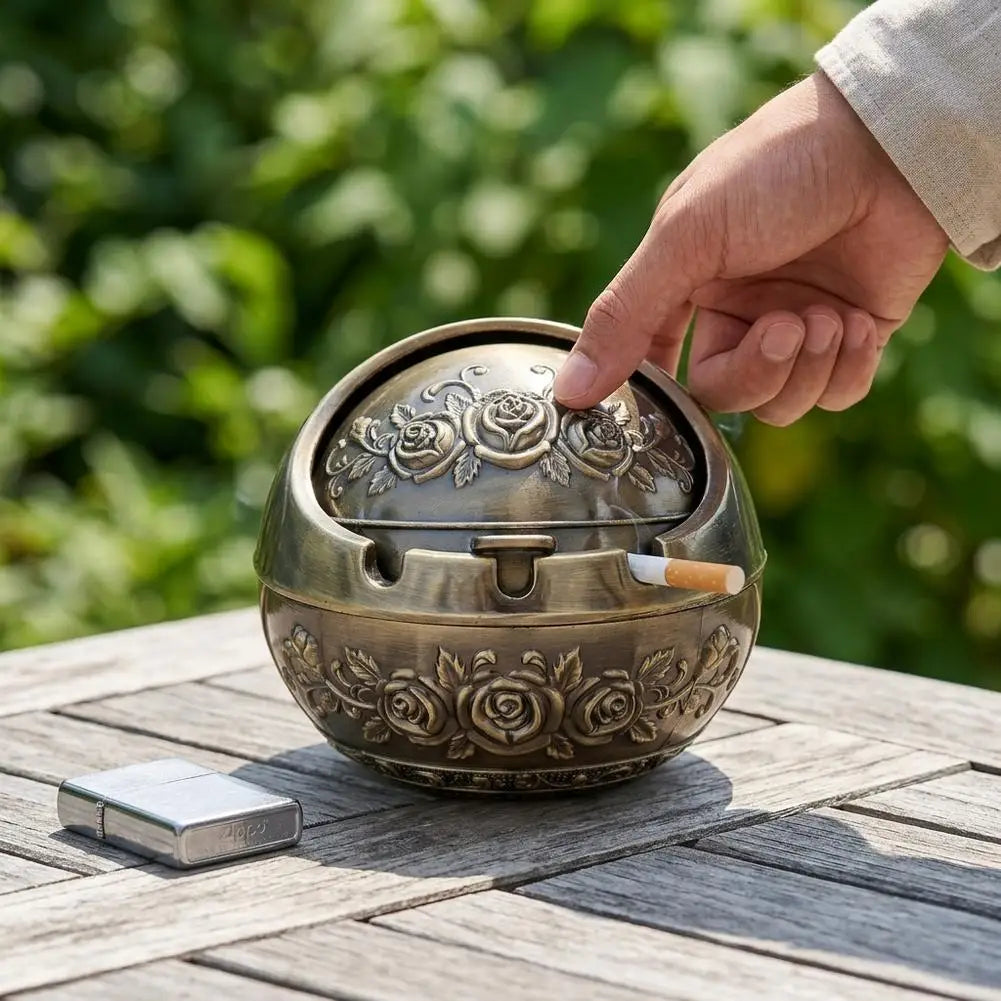 Vintage Metal Decorative Box – Rose Heart Relief Retro Lid Decorative Metal Box Axl