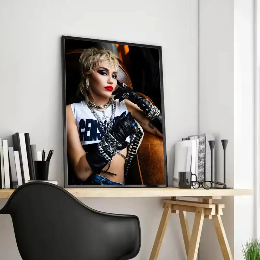 Miley Cyrus Canvas Wall Art – Unframed HD Print Poster Canvas Wall Art Axl Black3 30X40cmFrameless