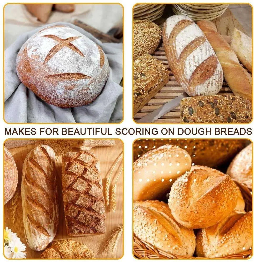 Wood Handle Bread Lame & Dough Scoring Knife + 5 Blades Bread Scoring Lame Axl