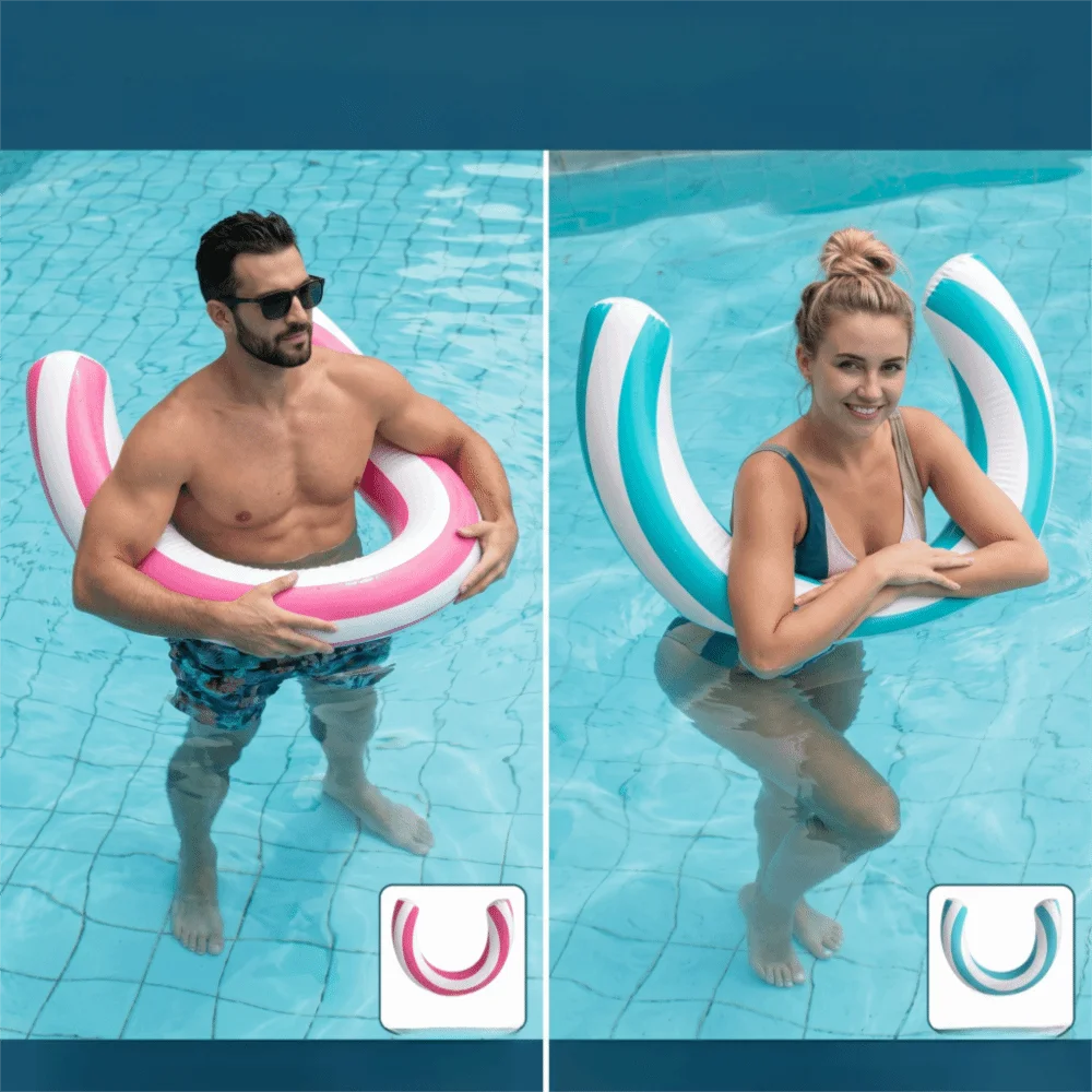 U-Shaped Striped Inflatable Pool Float – Arch Swimming Ring Inflatable Pool Float Axl